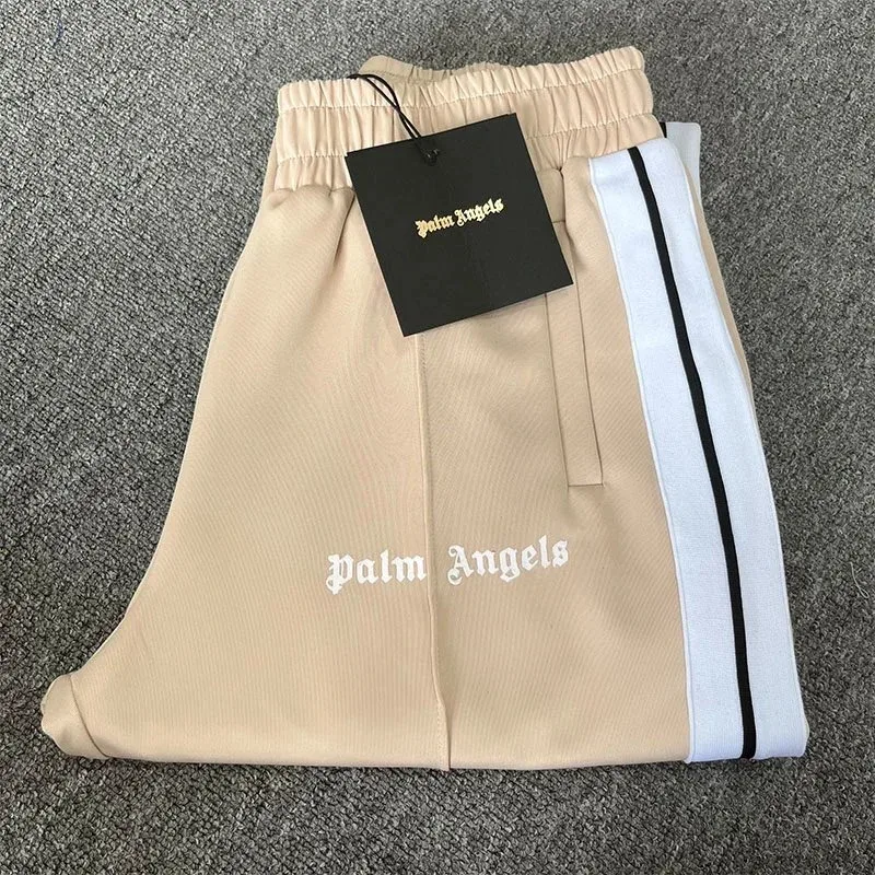 Palm Angels Palm Angels Track Beige Pants with White Stripes Beige - 1