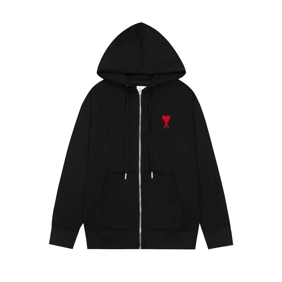 Ami Paris Ami Paris Ami de Coeur Black Zip-Up Hoodie Black