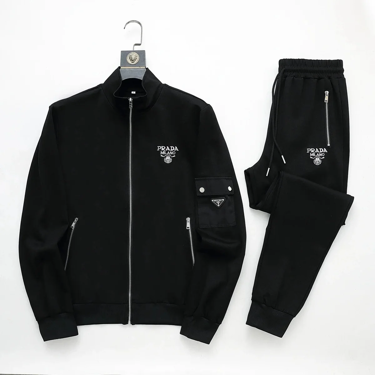 Prada Prada Black Embroidered Logo Tracksuit Set Black