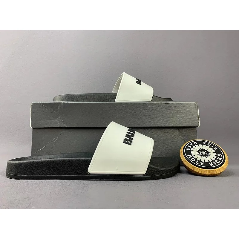 Bally Bally White & Black Slide Sandals Black