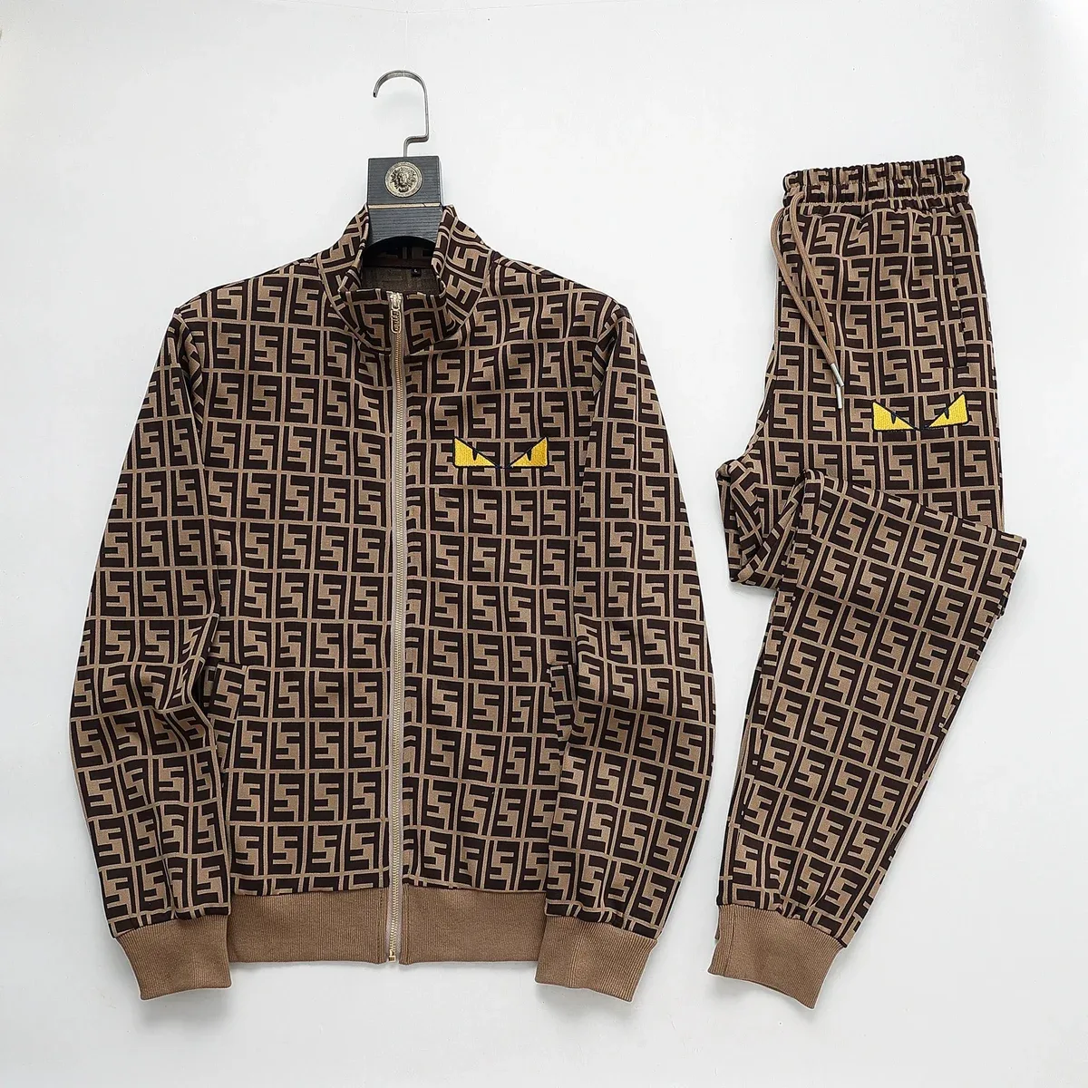 Fendi Fendi Fendi Monster 28 Brown Tracksuit Set Brown