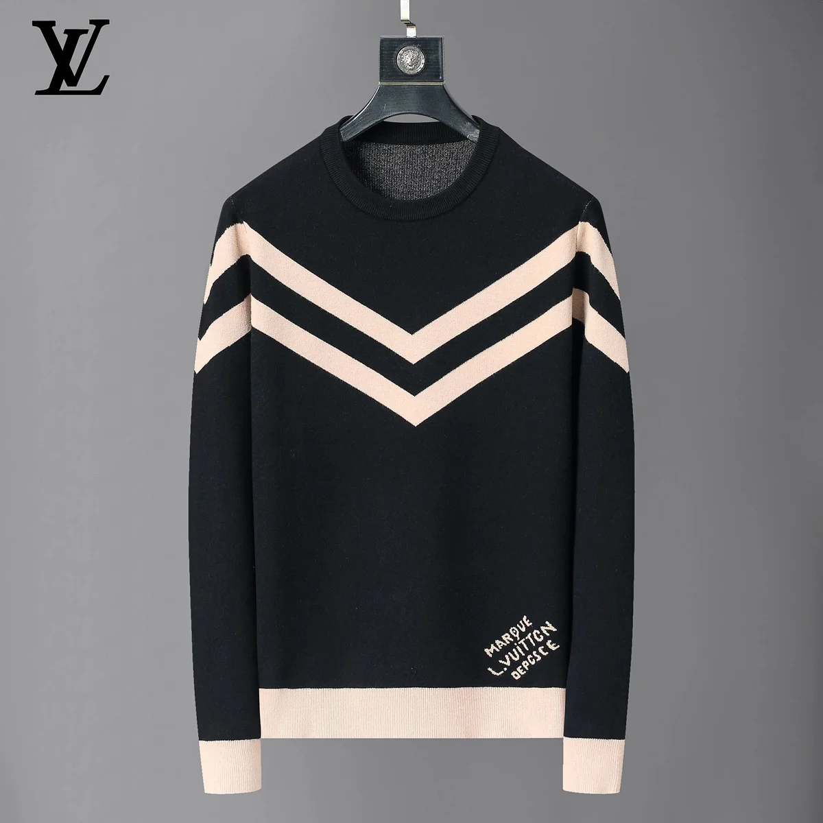 Louis Vuitton Louis Vuitton Chevron Black Beige Knit Sweater Black