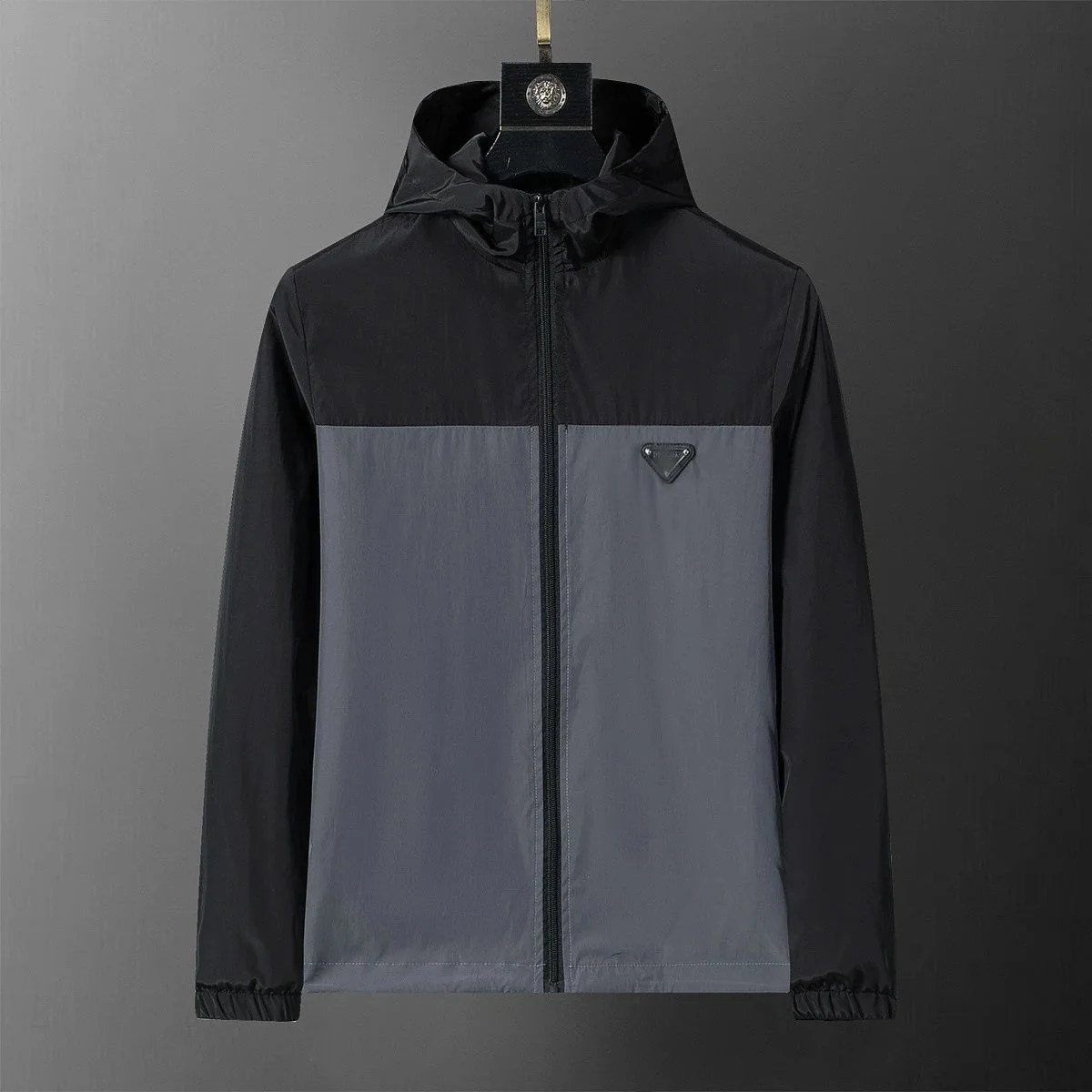 Prada Prada Re-Nylon Black/Grey Color Block Jacket Grey