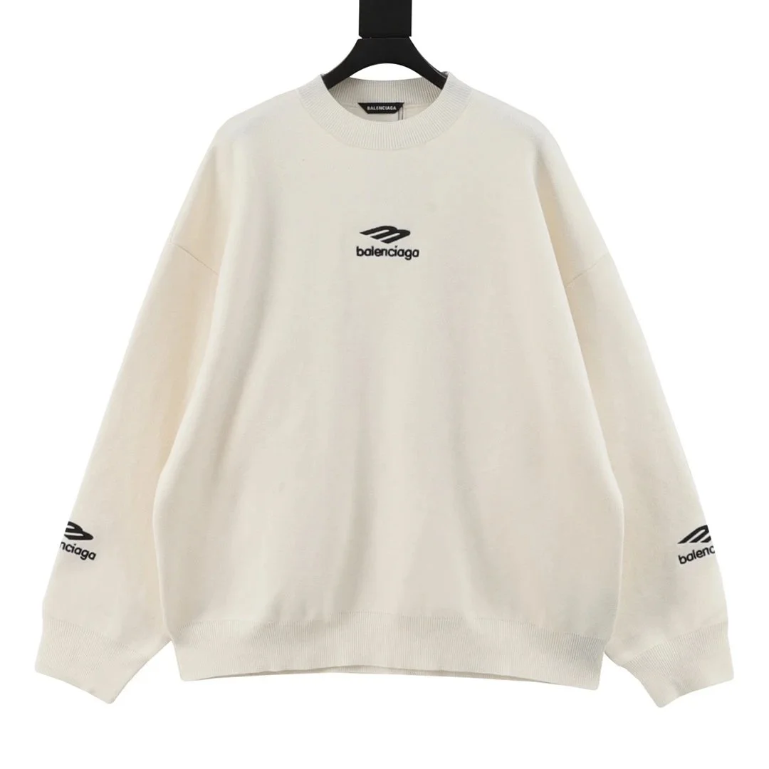 Balenciaga Balenciaga Double B Logo Crewneck Sweatshirt White White