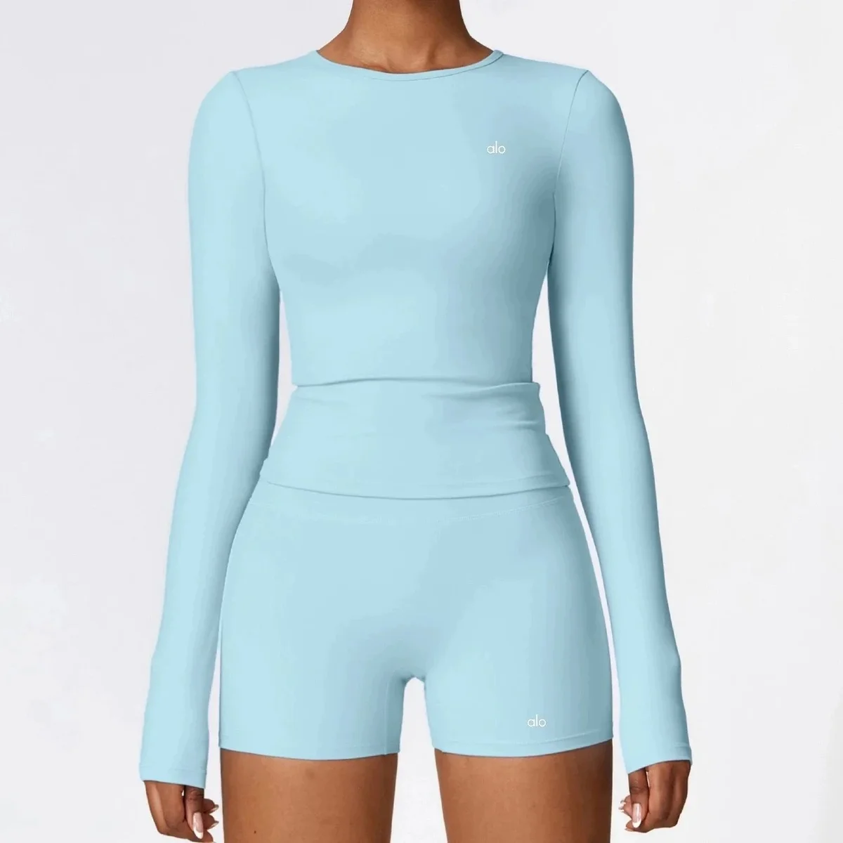 Alo Yoga Alo Sky Blue Long Sleeve Set Blue - 1