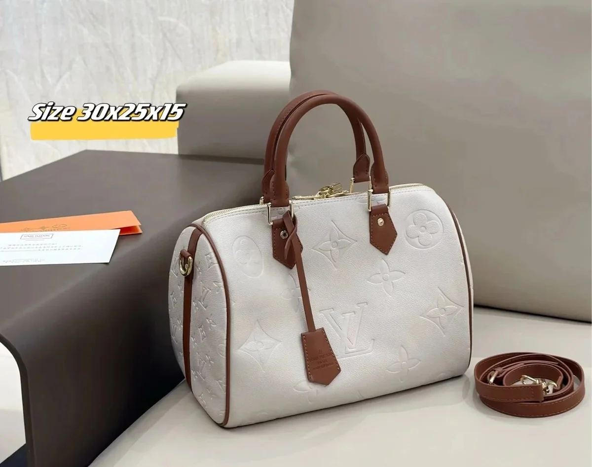 Louis Vuitton Louis Vuitton Speedy Monogram Leather Bag White White