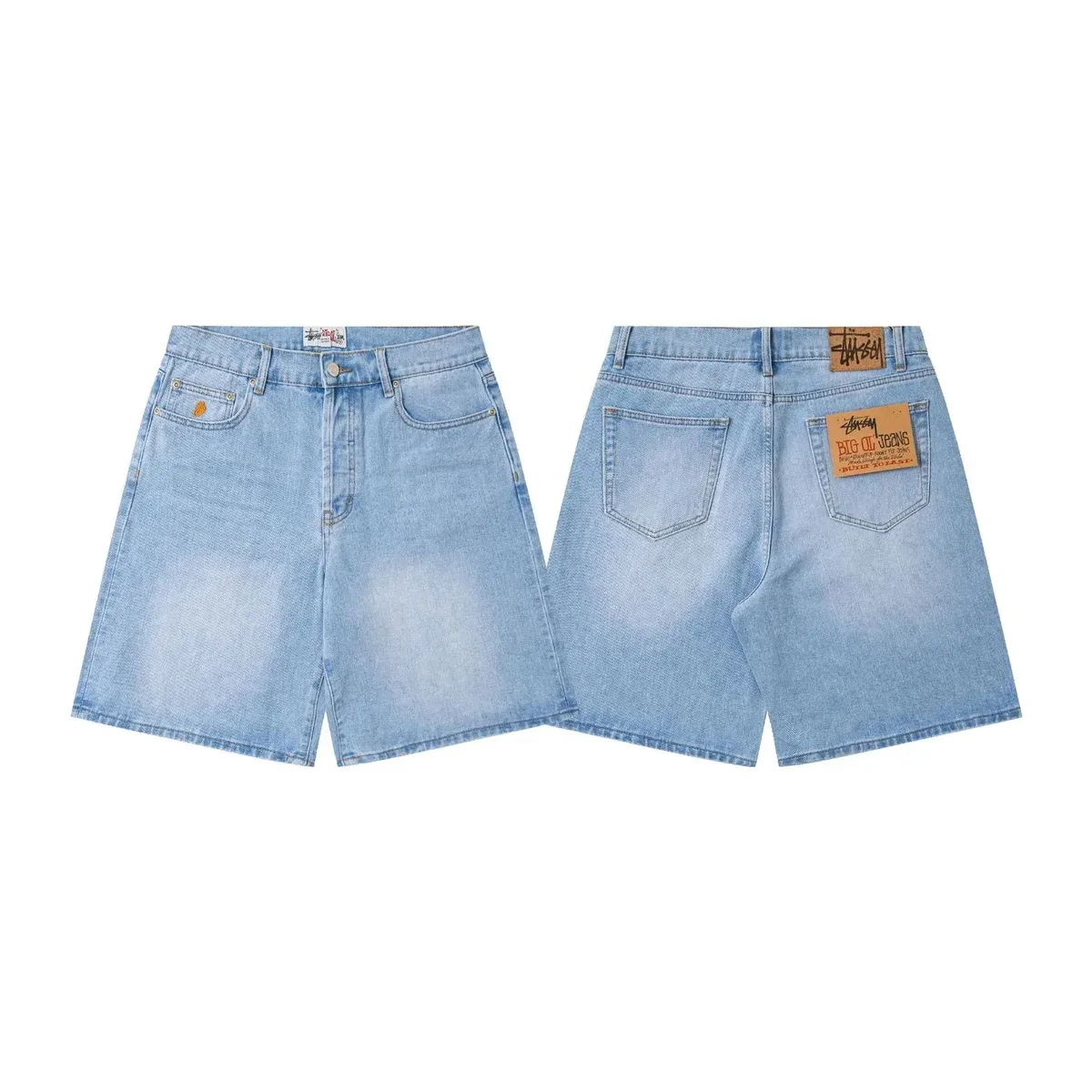 Stussy Stussy Tri-Logo Light Wash Blue Denim Shorts Blue - 1