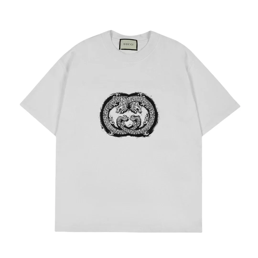 Gucci Gucci White Dragon Print T-Shirt White - 1