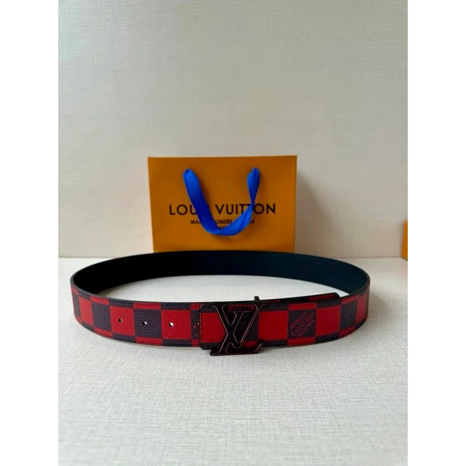 Louis Vuitton Louis Vuitton Monogram Red/Black Check Belt Multicolor