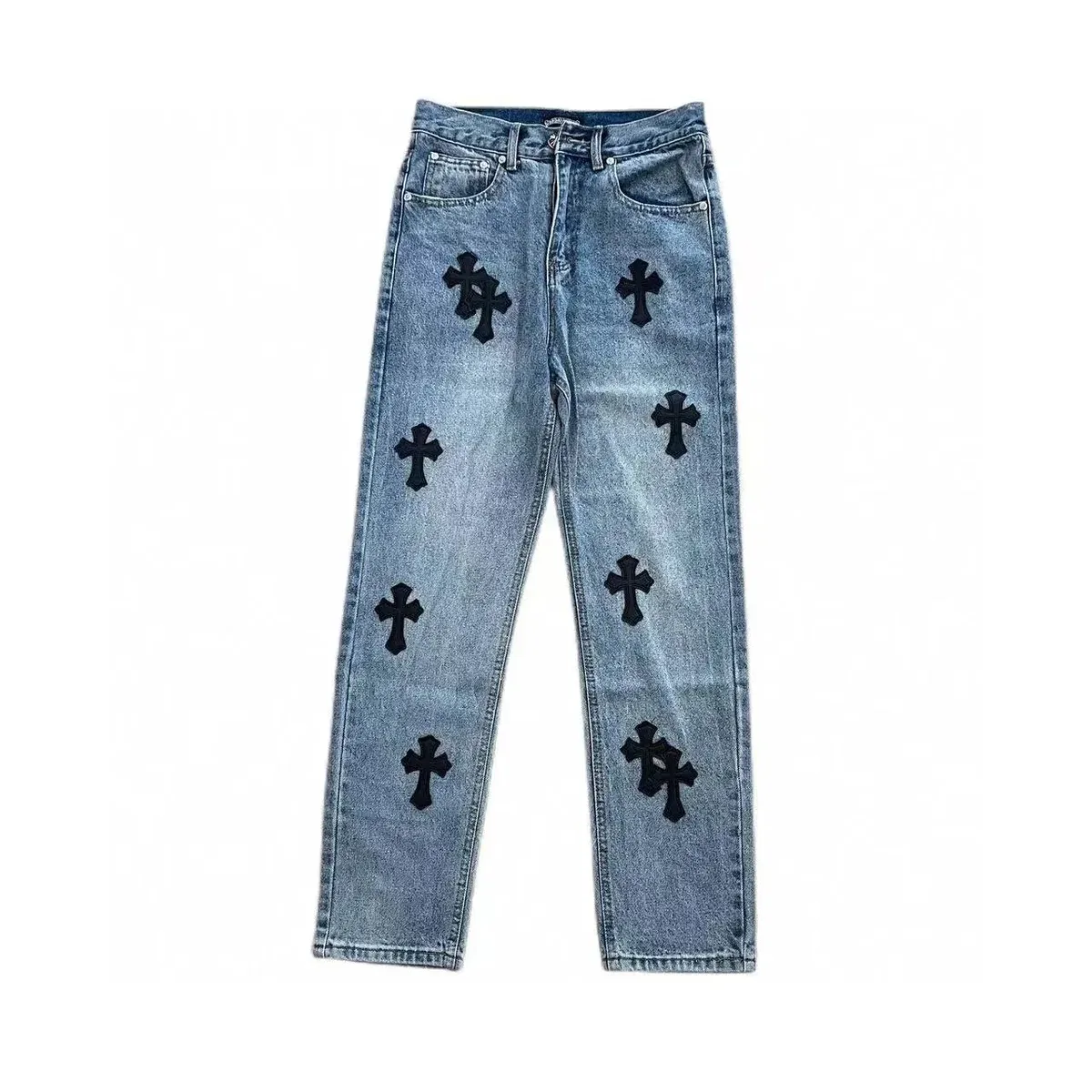Chrome Hearts Chrome Hearts CH Cross Light Wash Black Cross Jeans Blue