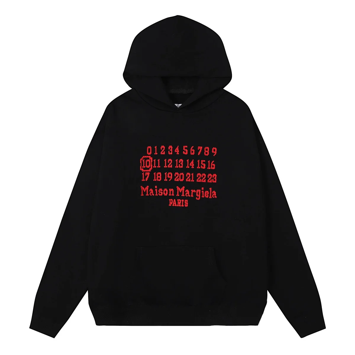 Maison Margiela Maison Margiela Black Red Number Print Hoodie Black - 1