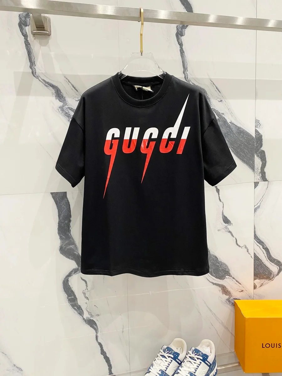 Gucci Gucci Black/White/Red Lightning Bolt Logo T-Shirt Black