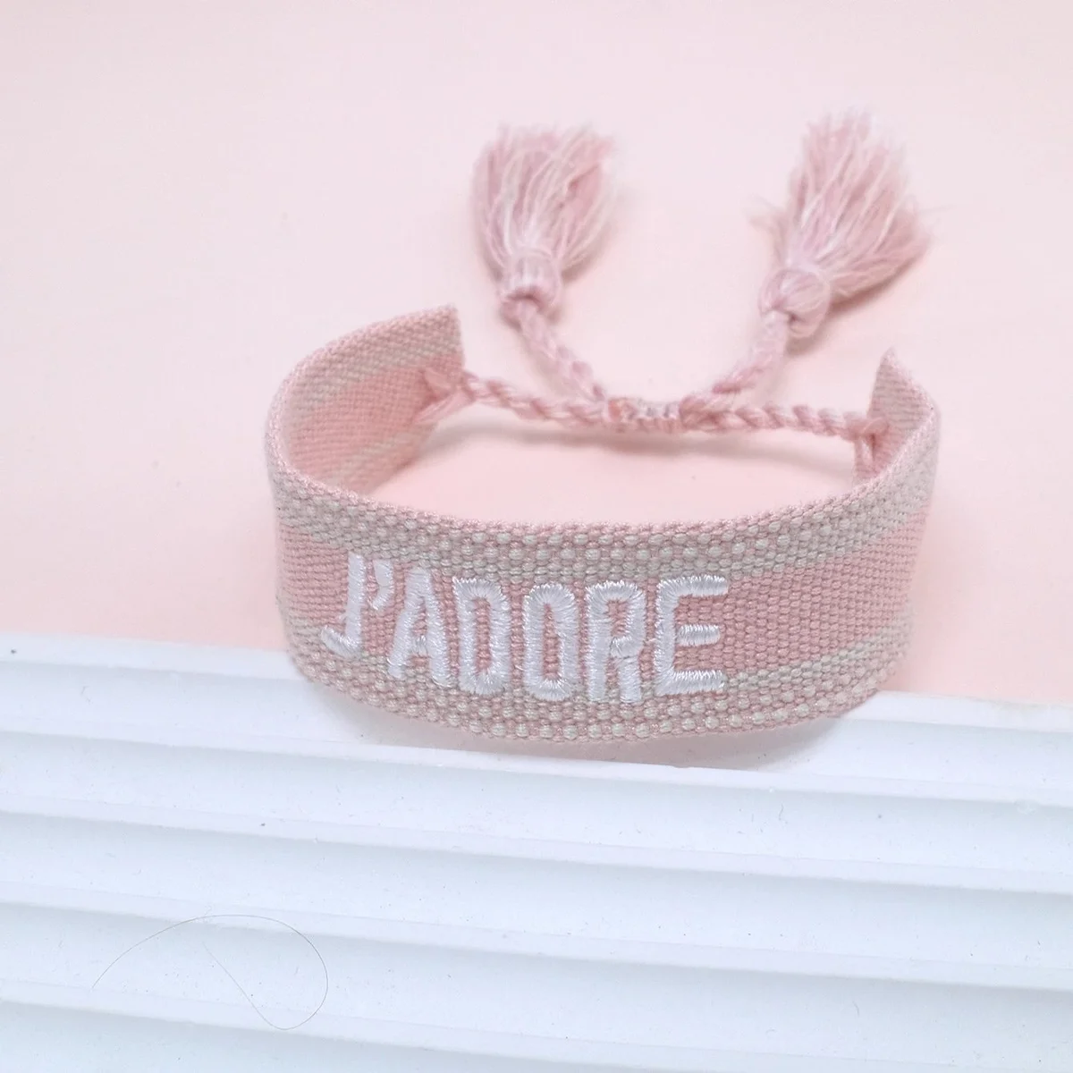 Other J'ADORE Pink Embroidered Bracelet Pink - 1