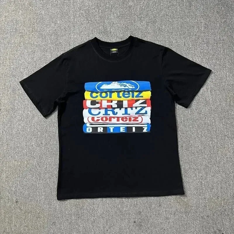 Corteiz Corteiz Style 12 Multi-Color Stacked Logo T-Shirt Black - 1