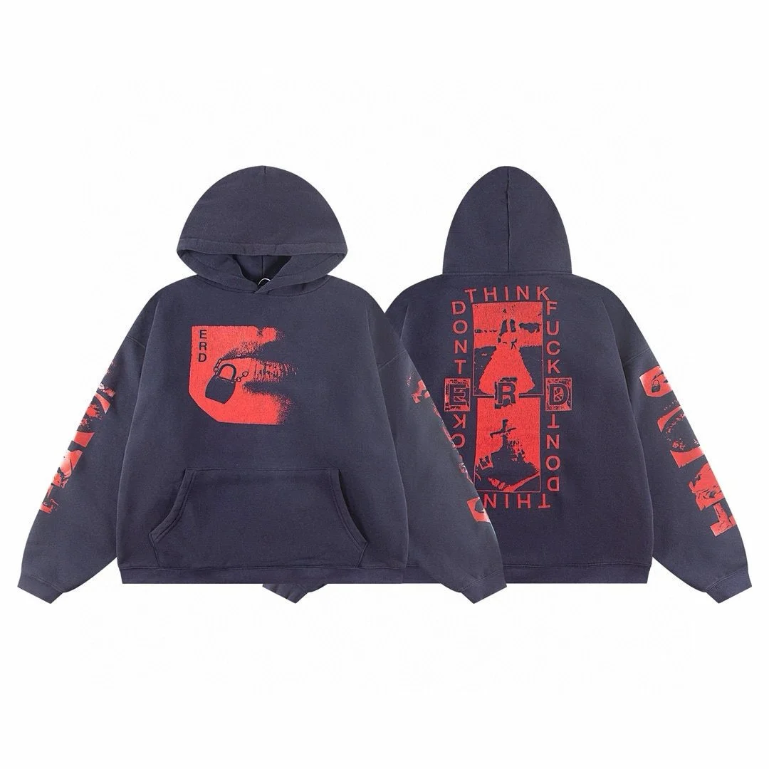 Other Navy/Red Graphic Oversized Hoodie Navy - 1