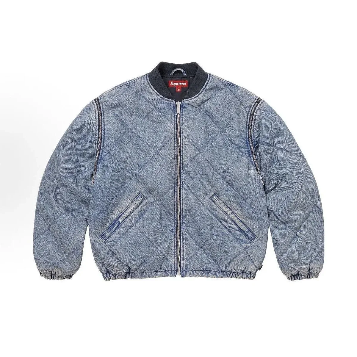 Supreme Supreme SUP-28 Diamond Quilt Denim Bomber Jacket Blue - 1