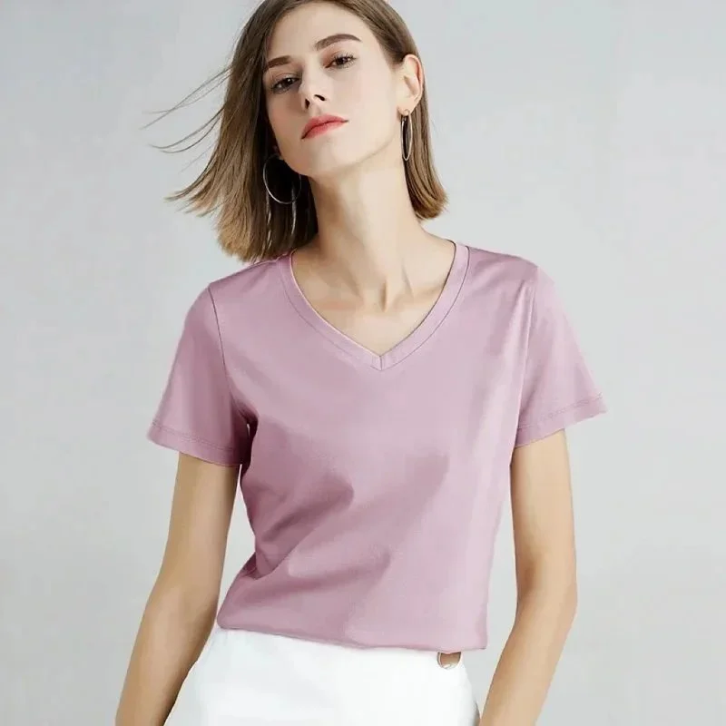 Other V-Neck T-Shirt Rose Purple Top Purple - 1