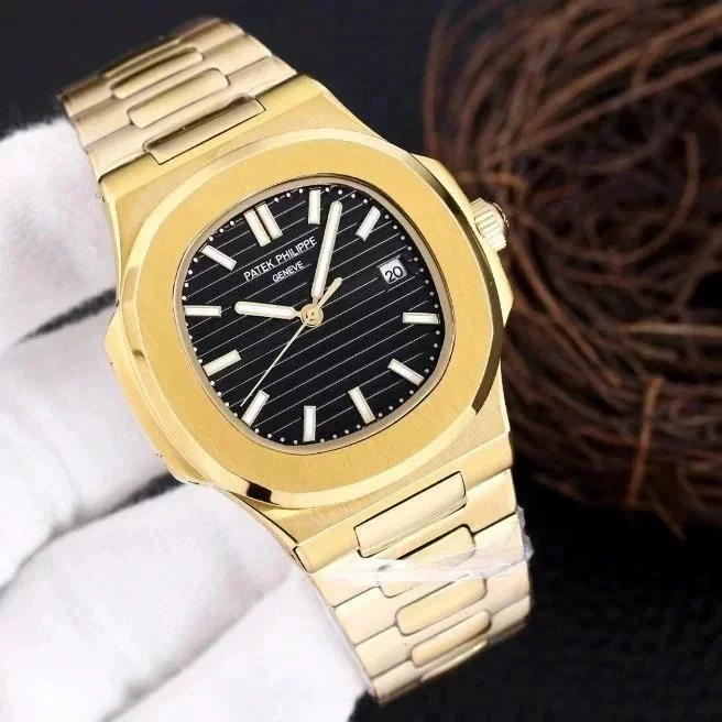 Patek Philippe Patek Philippe Nautilus Full Gold Case Black Dial Men's Watch Gold - 1