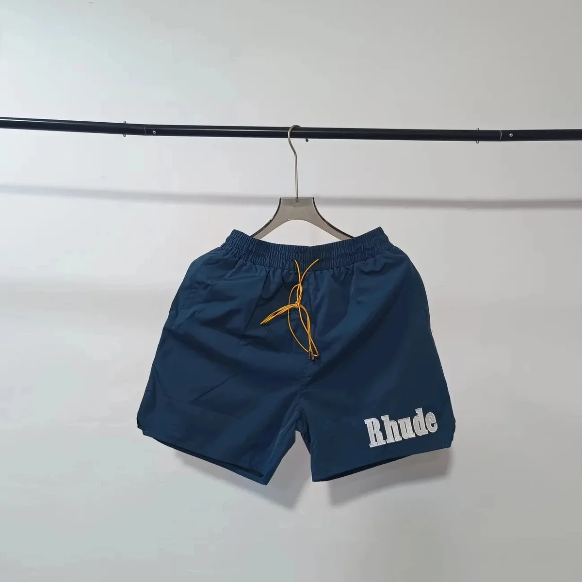 Rhude Rhude Navy Blue Shorts with Yellow Drawstring Navy - 1