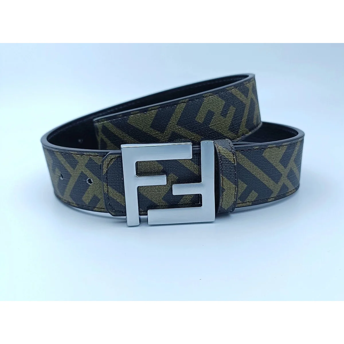 Fendi Fendi FF Monogram Belt Black/Olive Black