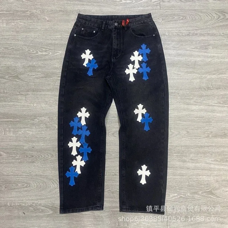 Chrome Hearts Chrome Hearts Cross Black/Blue/White Jeans Black