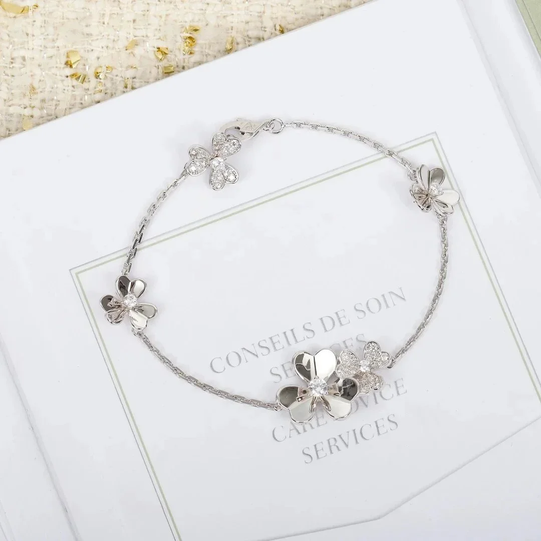 Van Cleef & Arpels Van Cleef & Arpels Alhambra Silver Diamond Flower Bracelet Silver