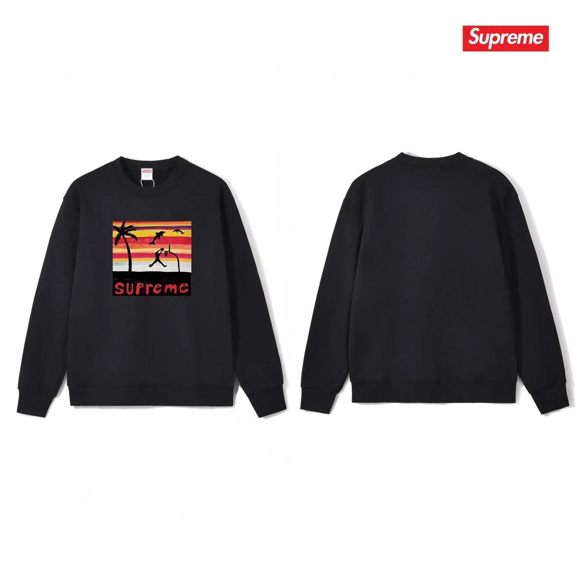 Supreme Supreme Beach Sunset Crewneck Sweatshirt Black Black - 1