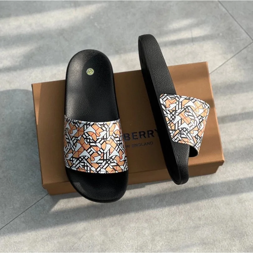 Burberry Burberry TB Monogram Beige/Black/White Slides Multicolor