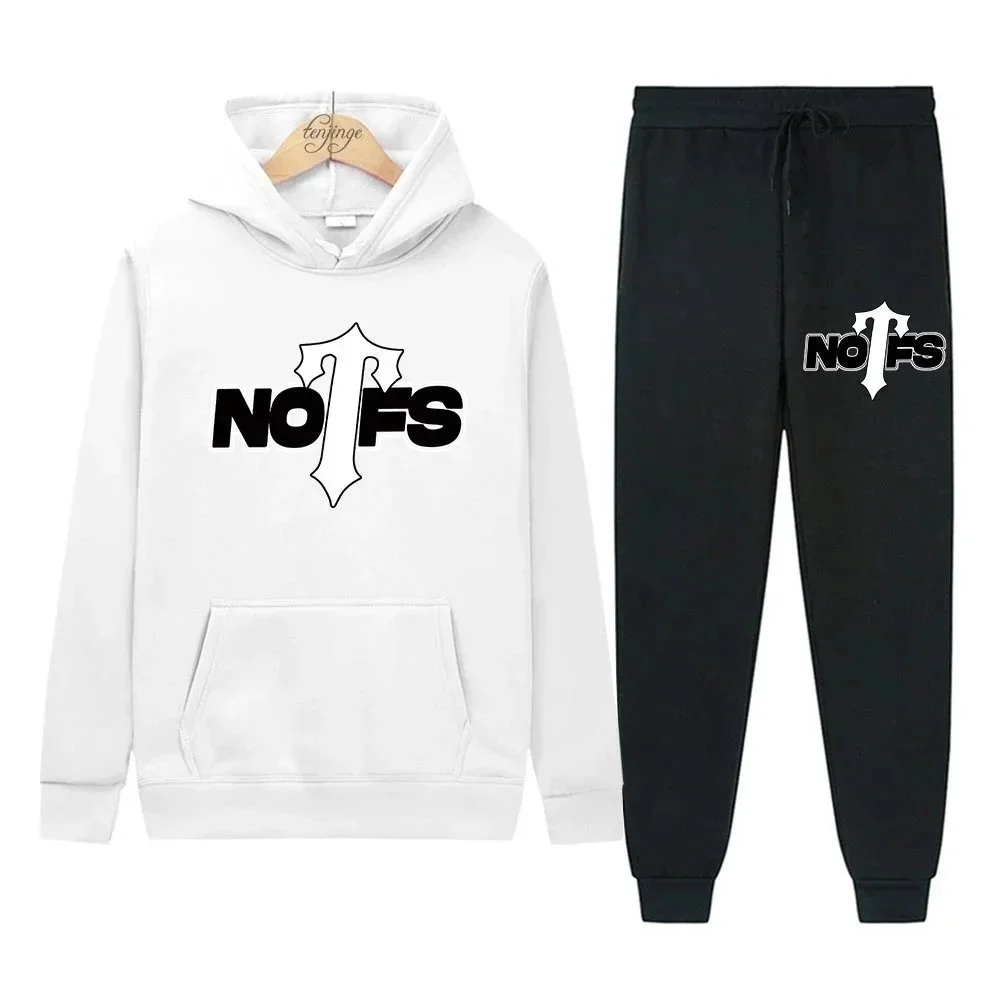 Other NOFS White Hoodie & Black Pants Set White - 1