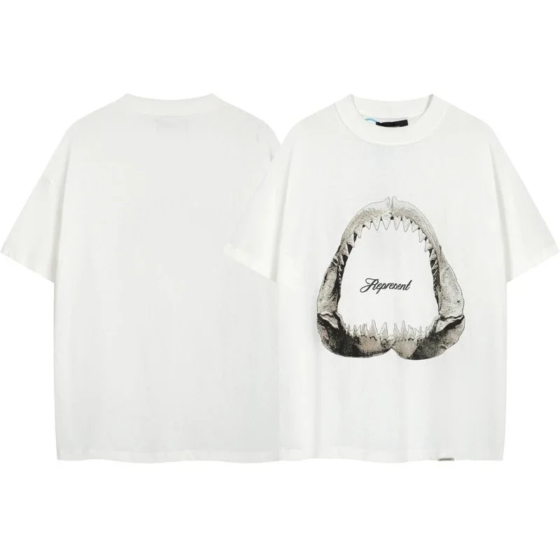 Represent Represent White Shark Print T-Shirt White