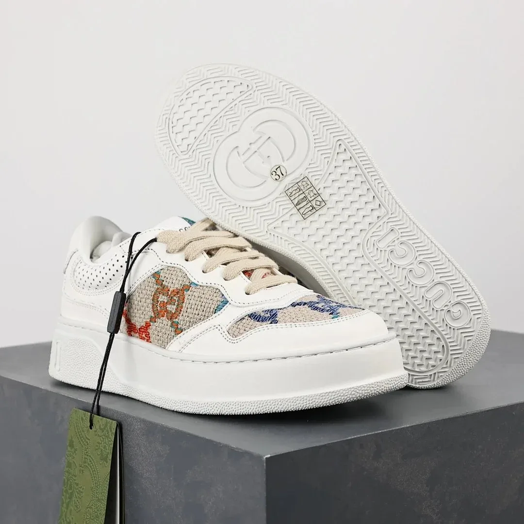 Gucci Gucci GG Supreme Leather & Canvas Sneakers White/Beige White - 1