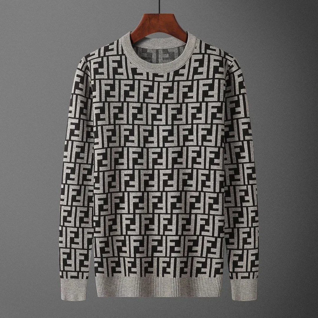 Fendi Fendi Iconic FF Logo Sweater in Grey/Black Grey - 1