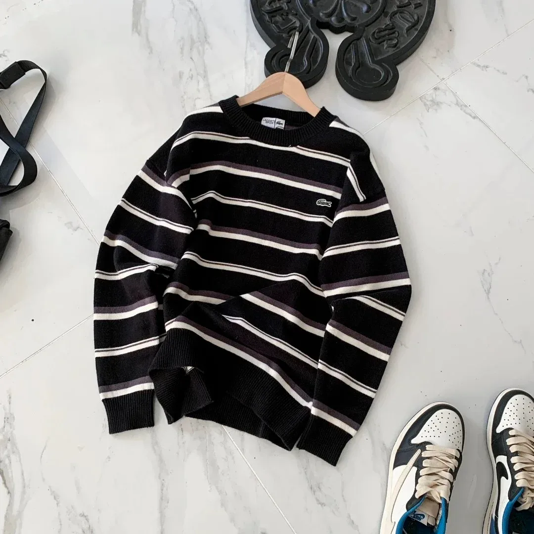 Lacoste Lacoste Black/White/Purple Striped Sweater Black