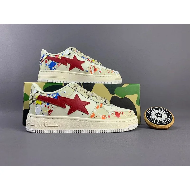 A Bathing Ape A Bathing Ape BAPE STA Beige Splatter Sneakers Multicolor - 1