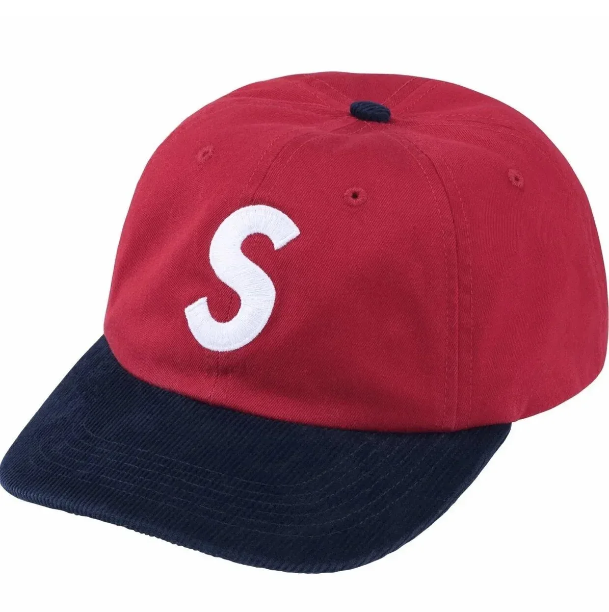 Supreme Supreme S Logo Corduroy Cap Red/Navy Red - 1