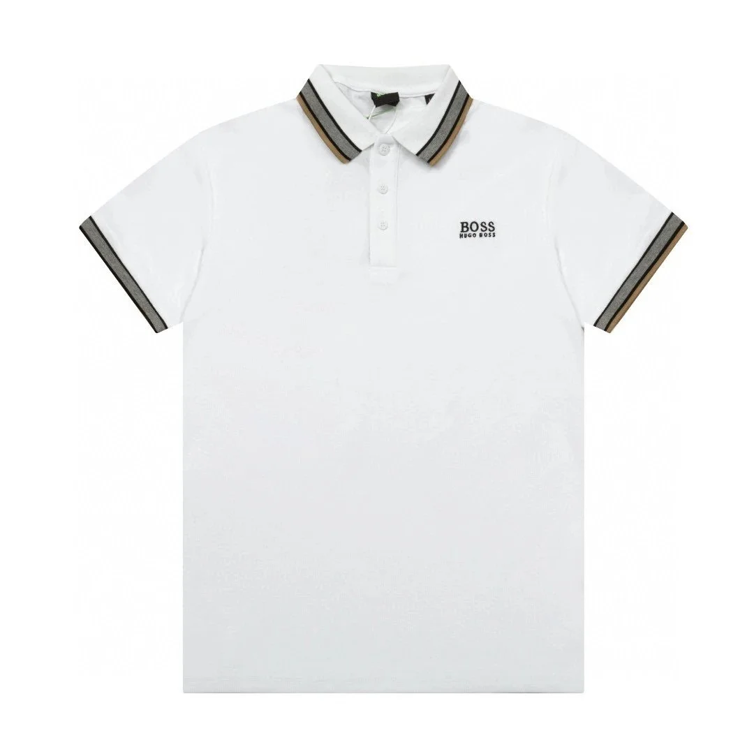 Hugo Boss Hugo Boss White Polo Shirt with Striped Collar and Cuffs White - 1