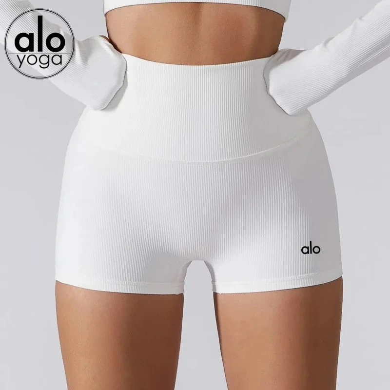 Alo Yoga Alo Yoga Ribbed White Shorts White - 1