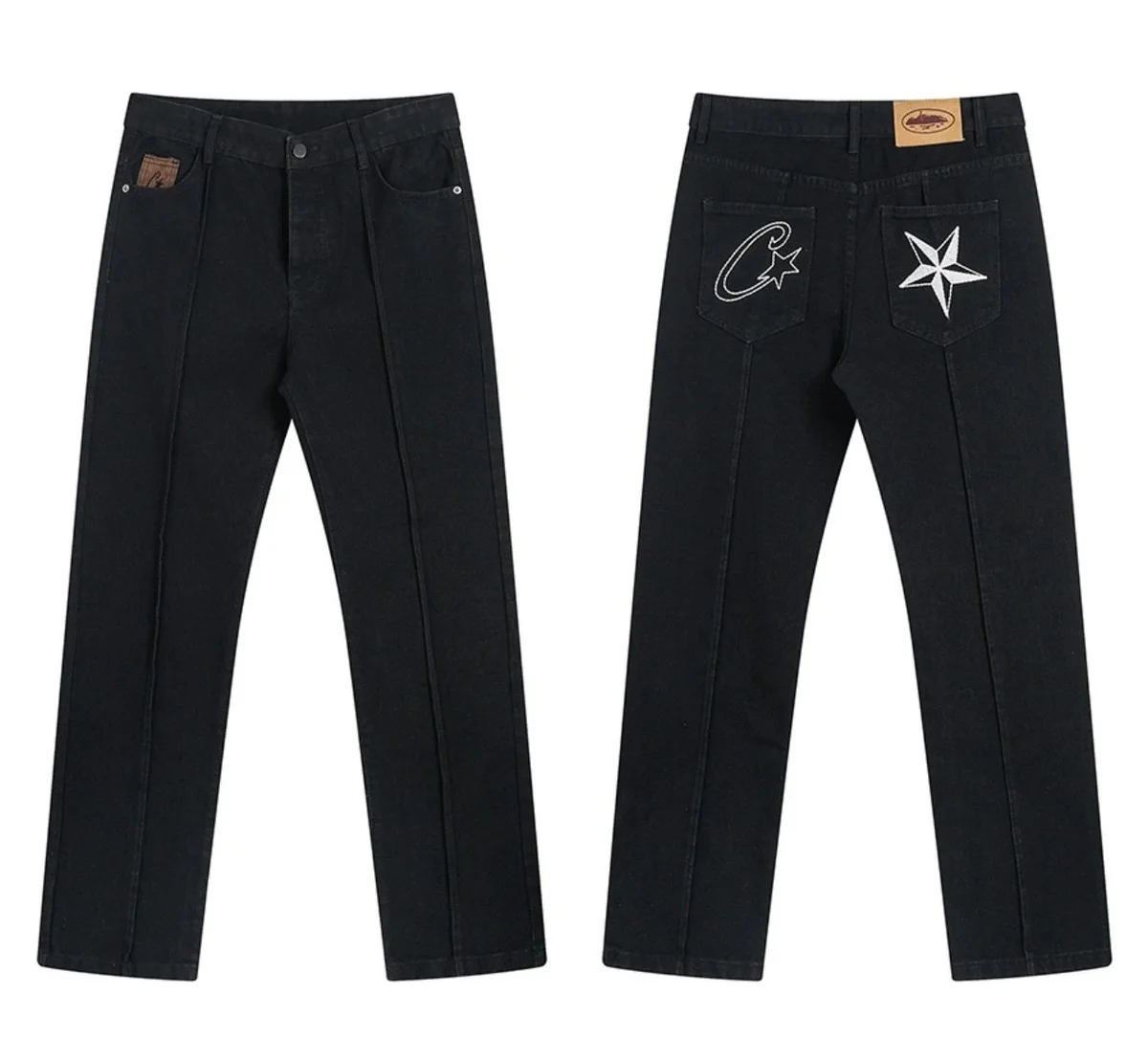 Other Black Denim Jeans with Star Embroidery Black - 1