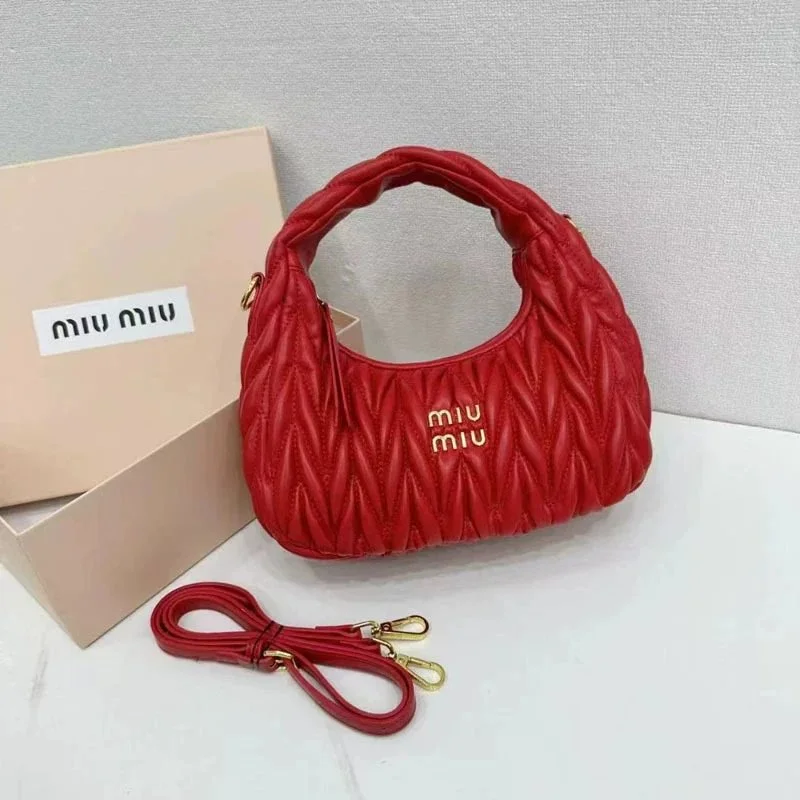Miu Miu Miu Miu Matelassé Red Hobo Handbag Red
