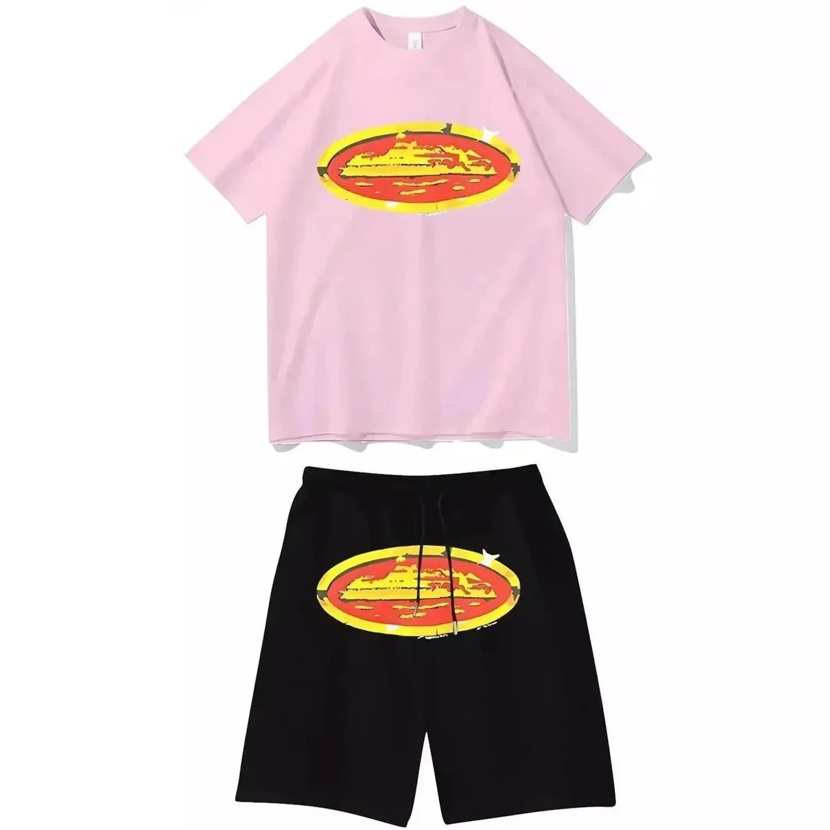Other Pink & Black Graphic T-Shirt & Shorts Set Pink - 1