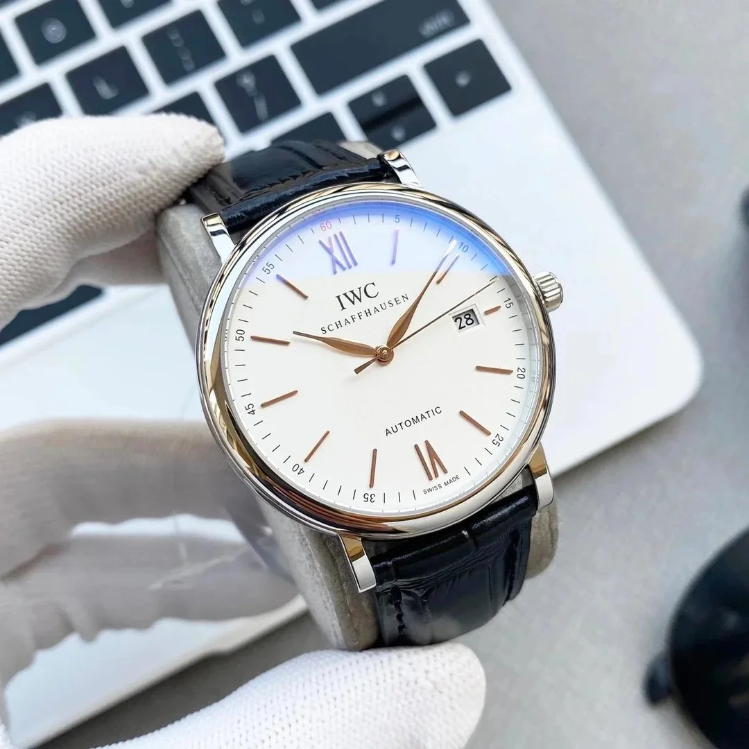 IWC Schaffhausen IWC Portofino Automatic White Dial Black Leather Watch Black - 1