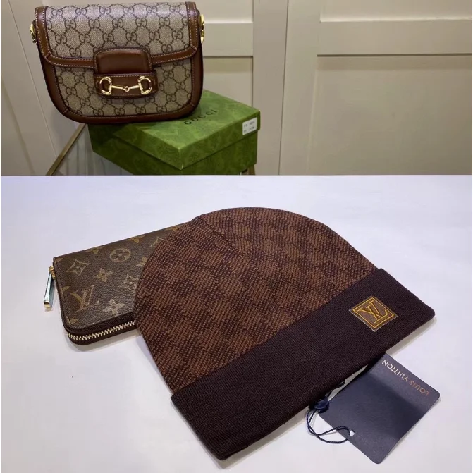 Louis Vuitton Louis Vuitton Monogram Brown Beanie Brown