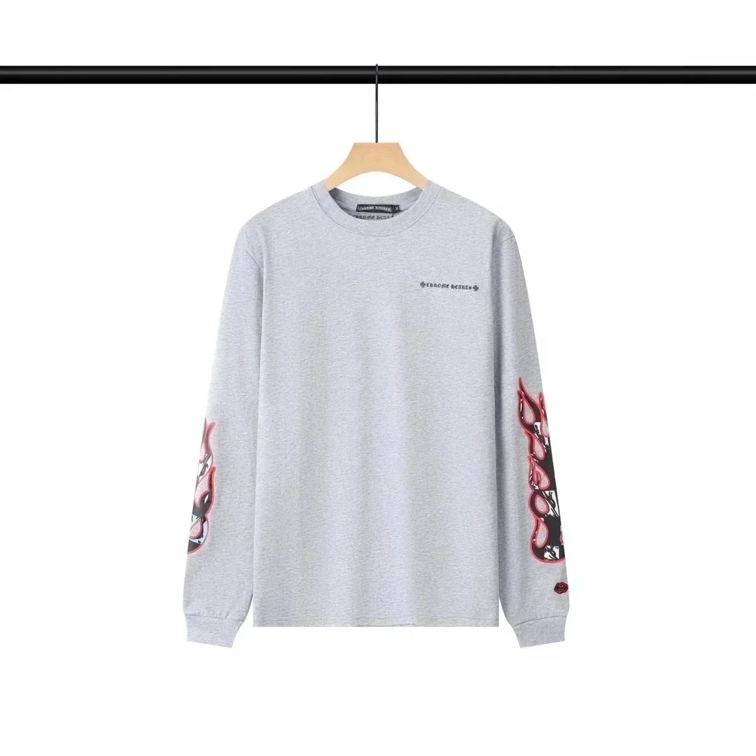 Chrome Hearts Chrome Hearts Flame Print Long Sleeve T-Shirt Grey Grey - 1