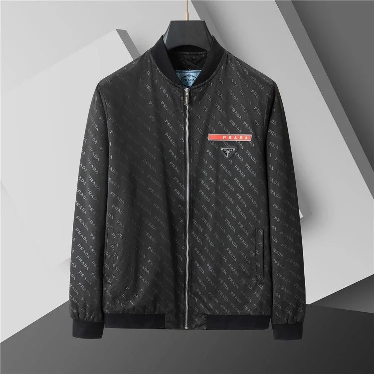 Prada Prada Black Logo Print Bomber Jacket Black