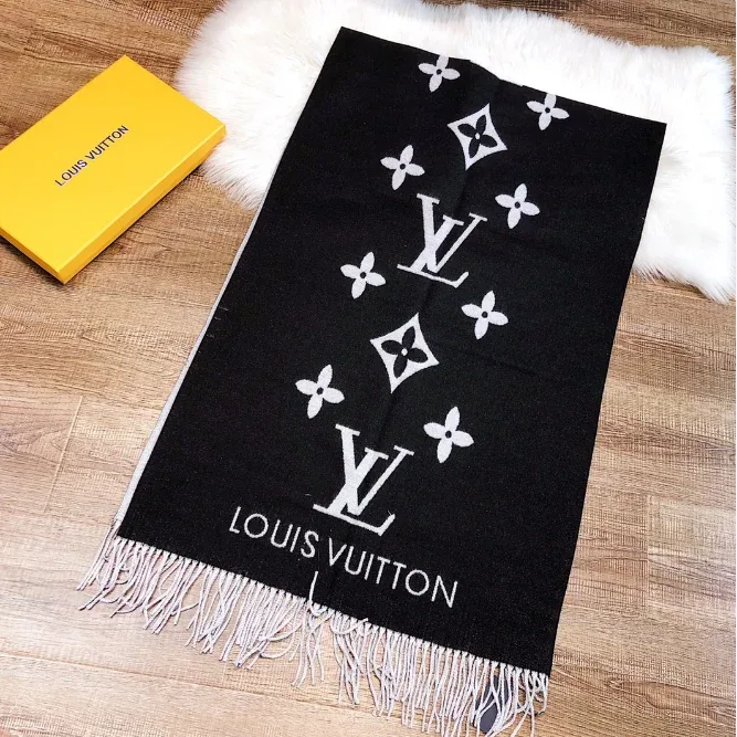 Louis Vuitton Louis Vuitton Monogram A-3 Dark Grey Scarf Grey