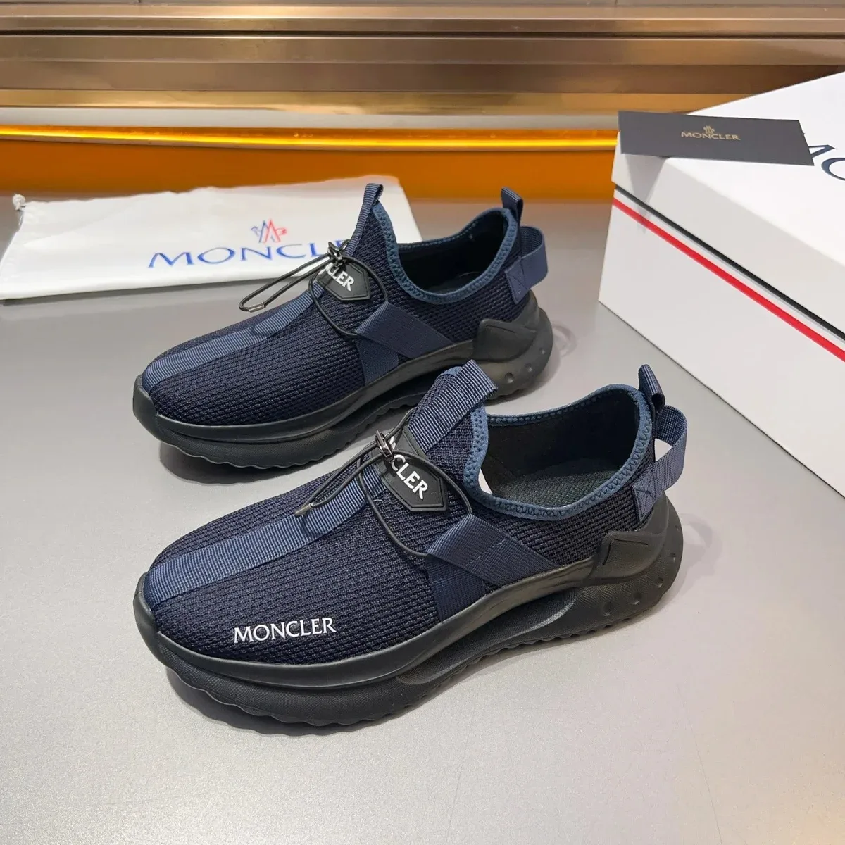 Moncler Moncler Genius Navy/Black Knit Sneakers Navy
