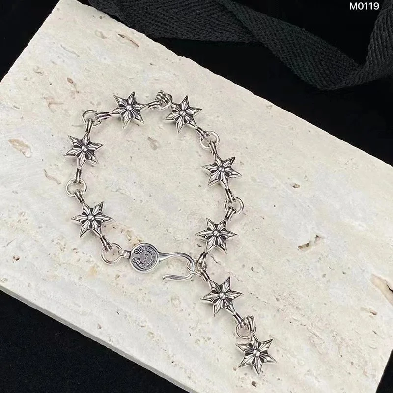 Chrome Hearts Chrome Hearts Adjustable Silver Star Charm Bracelet Silver