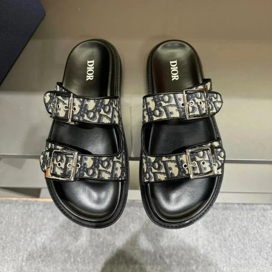 Dior Dior Dior Oblique Slide Sandals Black/Beige Black