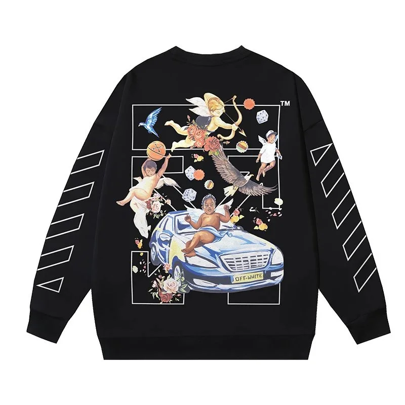 Off-White Off-White OW100 Angel Print Long Sleeve T-Shirt Black Black - 1
