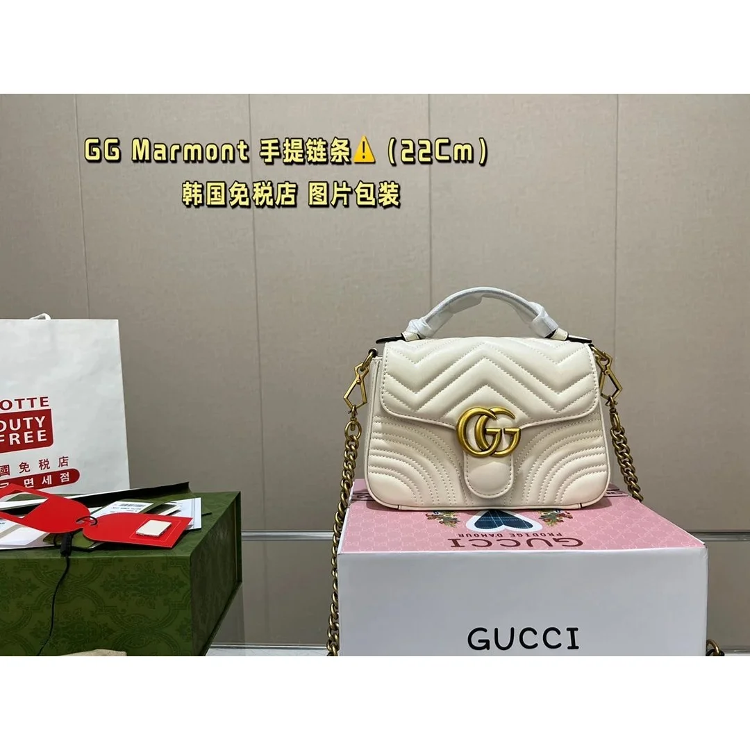 Gucci Gucci GG Marmont White Leather Handbag White - 1